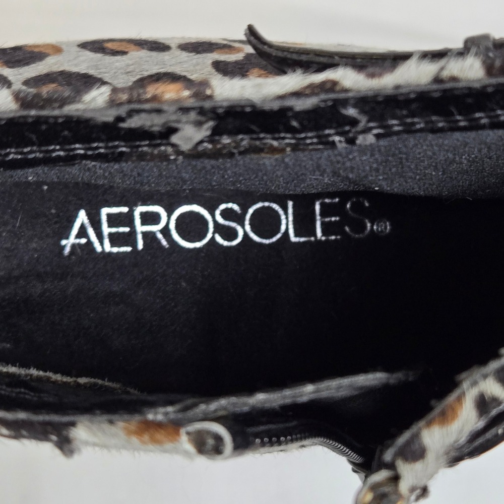 Aerosoles Patrole Car Leopard Print Ankle Booties, Patent Leather Buckle, Size 6 - Picture 8 of 16